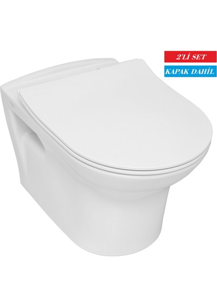 Nita Yuvarlak Asma Klozet (NT23) + Blaze Slim Yavaş Kapanan Kapak 2'li Set