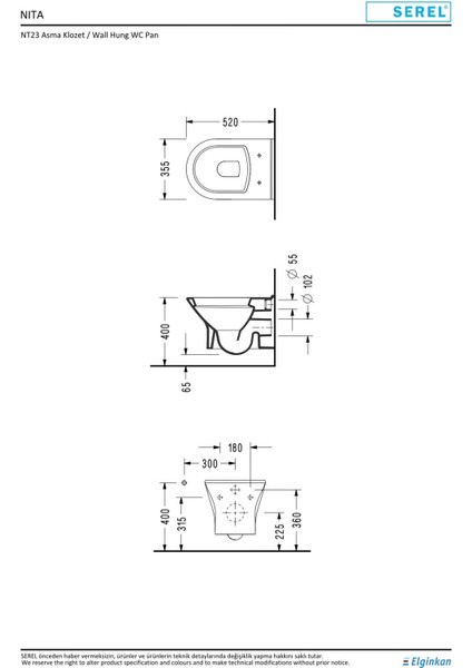 Nita Yuvarlak Asma Klozet (NT23) + Blaze Slim Yavaş Kapanan Kapak 2'li Set indirimleri