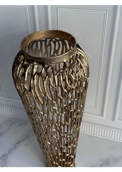 Antik Eskitme Gold Delikli Vazo-72 cm modelleri