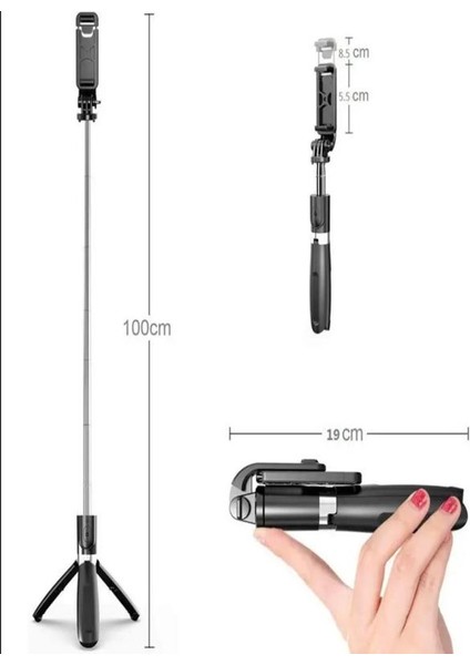 Bluetooth Kumandalı Kablosuz Tripod Selfie Çubuğu - Monopod Selfie Çubuğu fırsatları