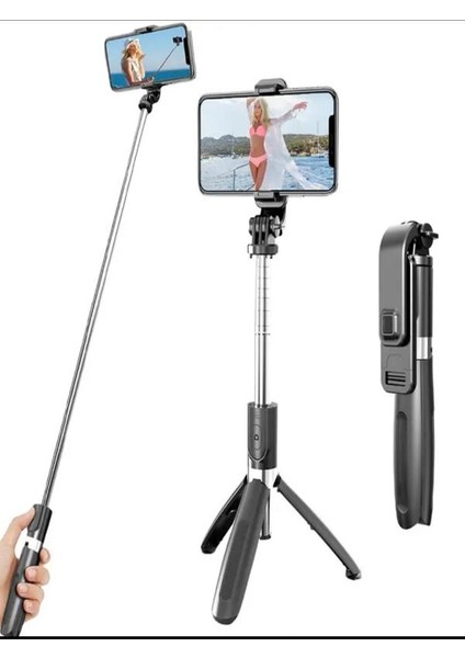 Bluetooth Kumandalı Kablosuz Tripod Selfie Çubuğu - Monopod Selfie Çubuğu indirimleri