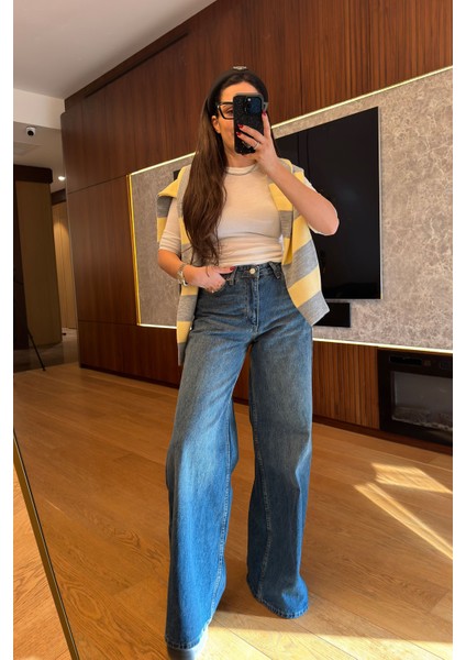 Ekstra Geniş Paça Jean- Mavi fiyatları