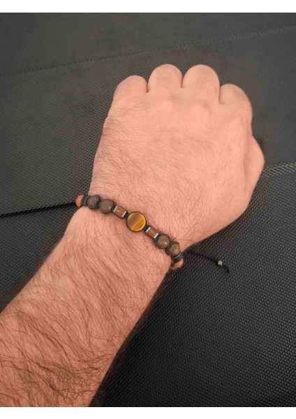 Bronzit-Kaplangözü-Jasper-Damla Kehribar Doğaltaş Bileklik Takı Aksesuar Erkek Bileklik fiyatları