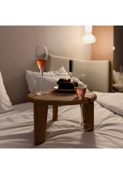 Masif Meşe Katlanabilir Şarap Sehpası