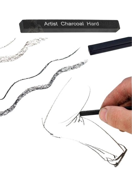 Sıkıştırılmış Kömür Füzen Seti 3 Lü 1 Paket Siyah Kare Press Kömür Füzen Yassı Çizim Gölgelendirme Grafit Sanatsal fiyatları