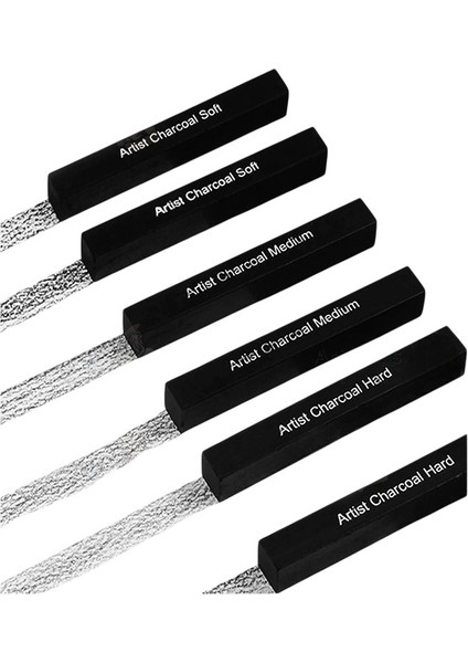 Sıkıştırılmış Kömür Füzen Seti 3 Lü 1 Paket Siyah Kare Press Kömür Füzen Yassı Çizim Gölgelendirme Grafit Sanatsal fırsatları