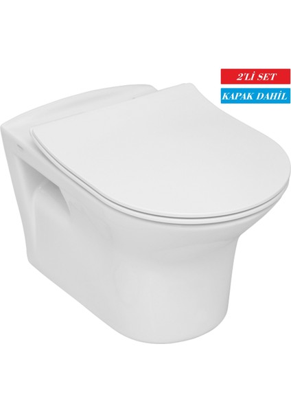 Nita Yuvarlak Kanalsız Asma Klozet (NT36) + Blaze Slim Yavaş Kapanan Kapak 2'li Set