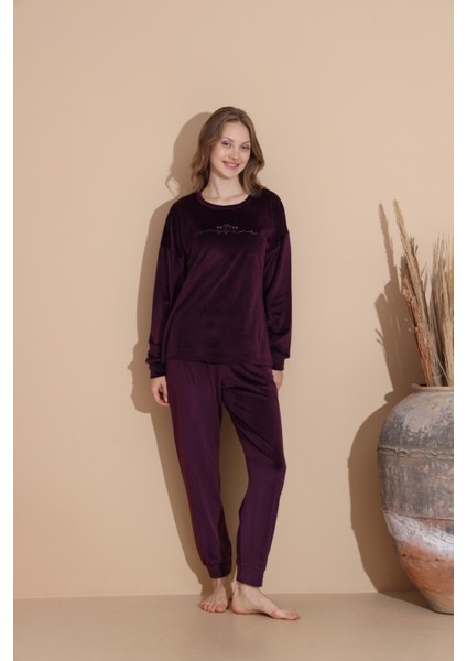 Baskılı Kadife Pijama Takımı