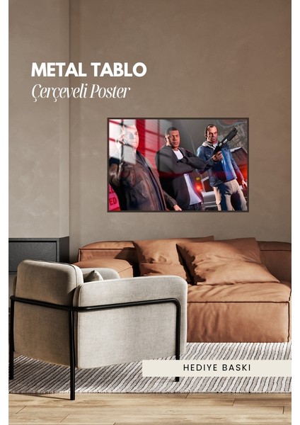 Grand Theft Auto V Çerçeveli Metal Poster Tablo modelleri