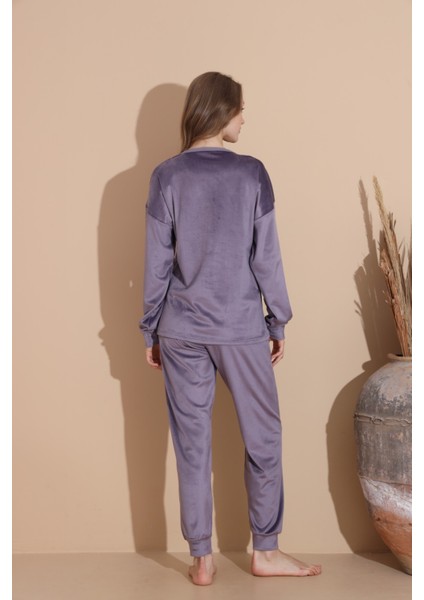 Baskılı Kadife Pijama Takımı modelleri