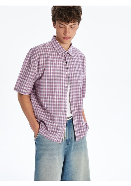 Yeni Sezon Rahat Kalıp Kısa Kollu Ekose Erkek Gömlek