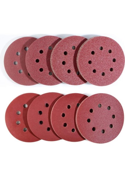 Grin 50 Adet 150 Kum 8 Delikli 125 mm Cırt Zımpara Kağıdı El Zımparaları Avuç Içi Spiral Taşlama
