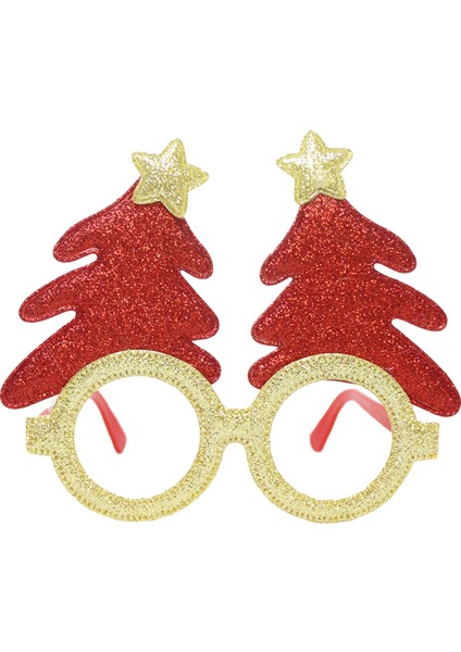 Yılbaşı Simli Çam Ağaçlı Gözlük Parti Aksesuarı Kırmızı fiyatları