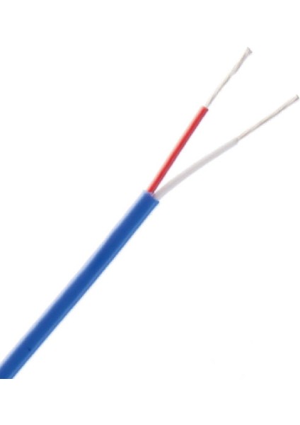 K Tipi (Nicr-Ni) Jıs (Kırmızı-Beyaz) Teflon Termokupl Kablosu Mono 2x0,30 4 Metre
