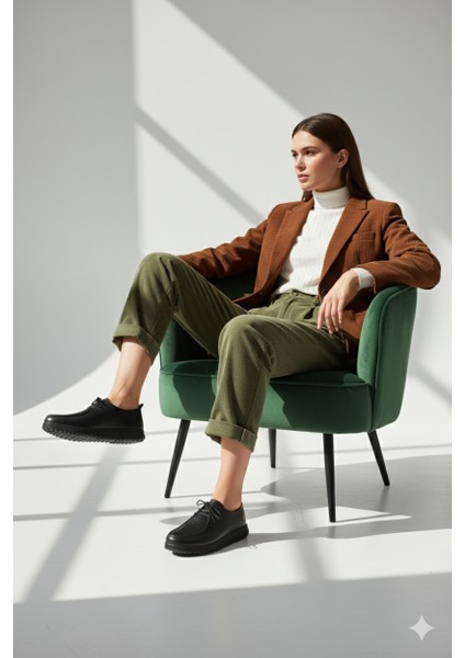 Kadın Hakiki Deri Ortopedik Lastik Bağcıklı Yumuşak Mevsinlik Günlük Ayakkabı BD25/MA2610 indirimleri