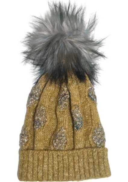 Esu Hardal Grı Desen Ponponlu Bere fırsatları