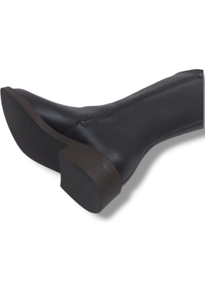 Izlife 232 Kadın Koyu Kahve Uzun Fermuarlı Alçak Topuklu Çizme modelleri