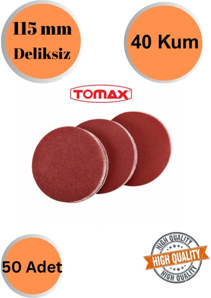 Tomax 50 Adet 40 Kum Deliksiz 115 mm Cırt Zımpara Kağıdı El Zımparaları Avuç Içi Spiral Taşlamalı