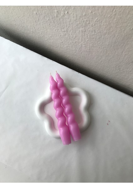 2'li Pembe Burgulu Spiral Şamdan Mumu - Renkli Dekoratif Mum fırsatları