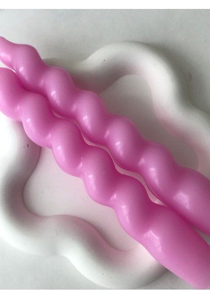 2'li Pembe Burgulu Spiral Şamdan Mumu - Renkli Dekoratif Mum indirimleri