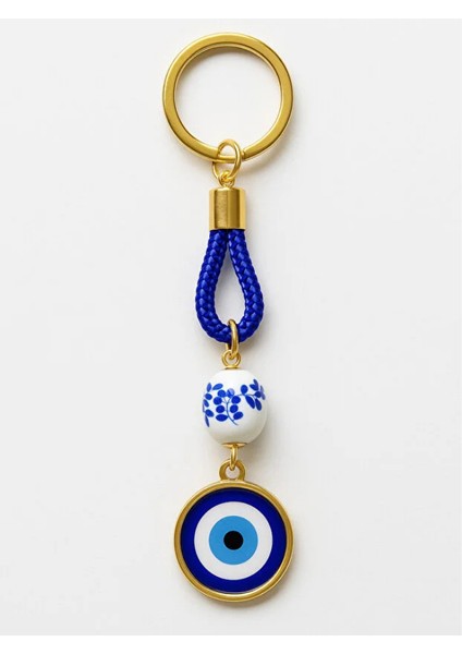 Şık Nazar Boncuklu Anahtarlık – El Yapımı Çini Detaylı Hediyelik & Çanta/uyumluluk Aksesuarı