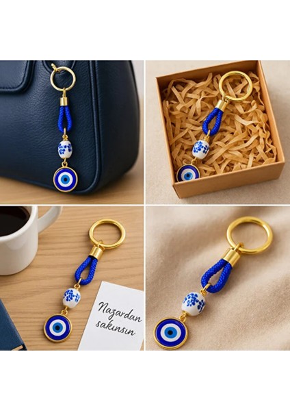 Şık Nazar Boncuklu Anahtarlık – El Yapımı Çini Detaylı Hediyelik & Çanta/uyumluluk Aksesuarı fiyatları