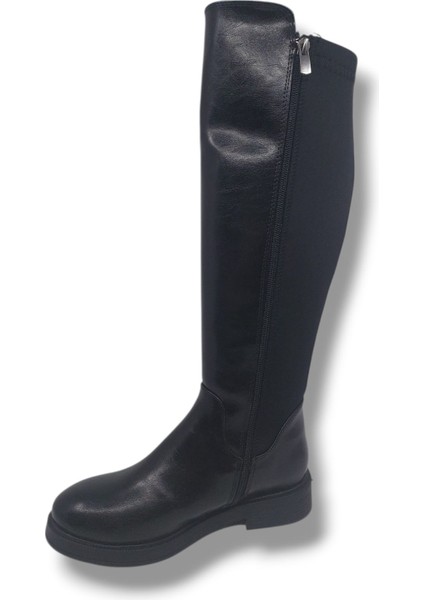 Izlife 6004 Kadın Siyah Streç Uzun Fermuarlı Alçak Topuklu Çizme fiyatları