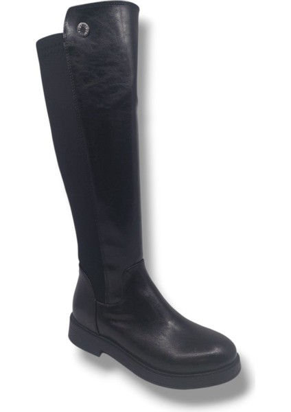 Izlife 6004 Kadın Siyah Streç Uzun Fermuarlı Alçak Topuklu Çizme modelleri