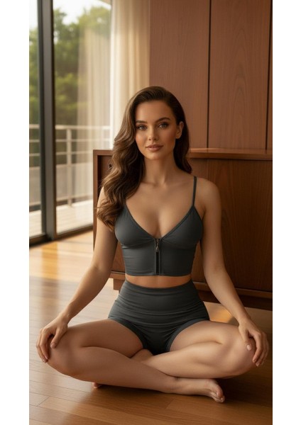 Fermuarlı Askılı Dalgıç Kumaş Pedli Crop Büstiyer fiyatları