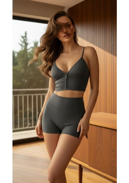 Fermuarlı Askılı Dalgıç Kumaş Pedli Crop Büstiyer modelleri