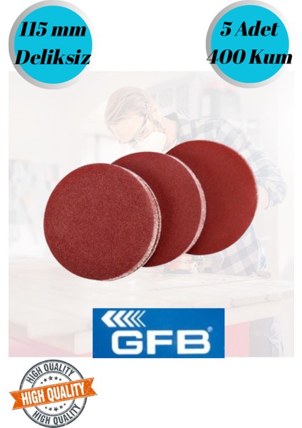 Gfb 5 Adet 400 Kum Deliksiz 115 mm Cırt Zımpara Kağıdı El Zımparaları Avuç Içi Spiral Taşlama
