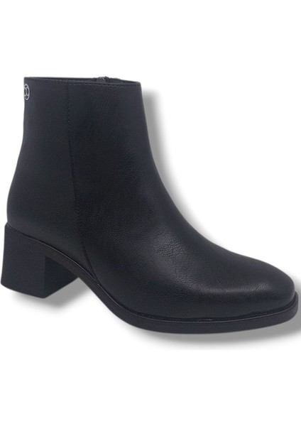 1101 Kadın Siyah Fermuarlı Kalın Topuklu Klasik Bot fiyatları