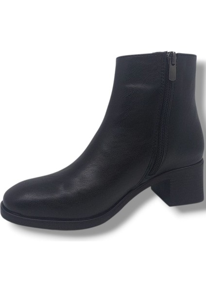 1101 Kadın Siyah Fermuarlı Kalın Topuklu Klasik Bot modelleri