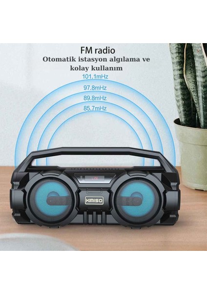 Bluetooth Hoparlör Kablosuz Mikrofonlu Karaoke Rgb Işıklı Ses Bombası USB Aux Fm Radyo Sd fiyatları
