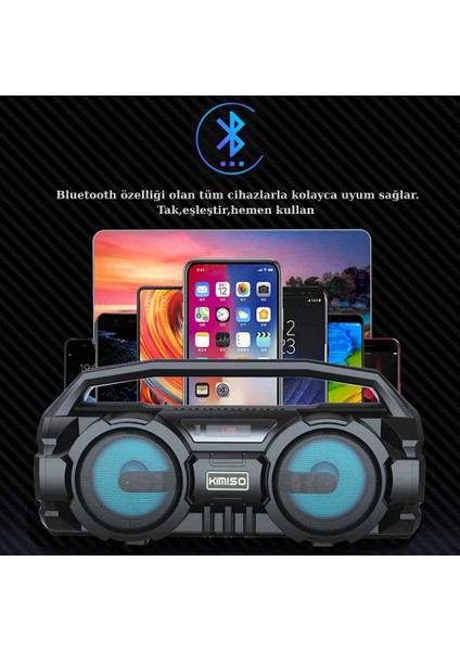 Bluetooth Hoparlör Kablosuz Mikrofonlu Karaoke Rgb Işıklı Ses Bombası USB Aux Fm Radyo Sd fırsatları