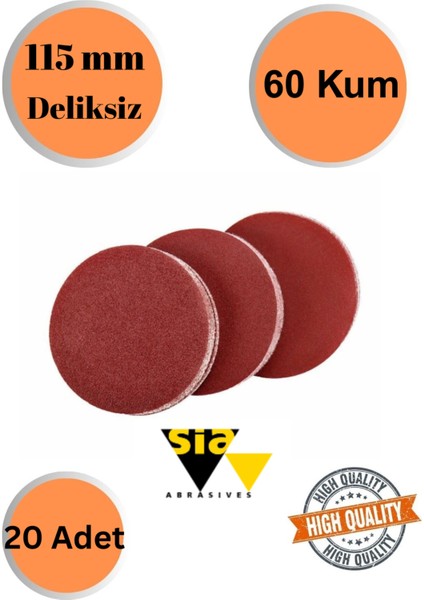 Sia 20 Adet 60 Kum Deliksiz 115 mm Cırt Zımpara Kağıdı El Zımparaları Avuç Içi Spiral Taşlamalı