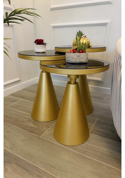 3 Lü Class Sarı Gold Boyalı Zigon