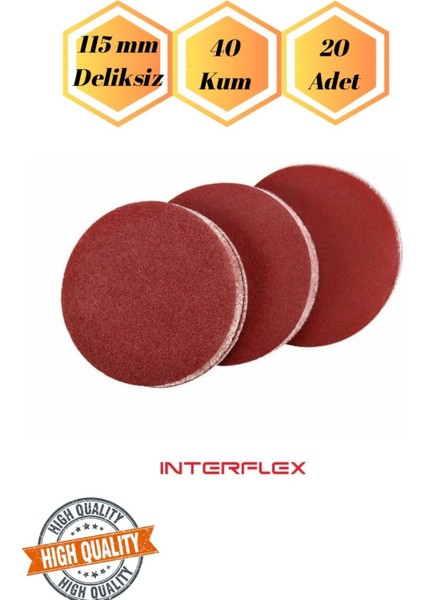 Interflex 20 Adet 40 Kum Deliksiz 115 mm Cırt Zımpara Kağıdı El Zımparaları Avuç Içi Spiral Taşlama