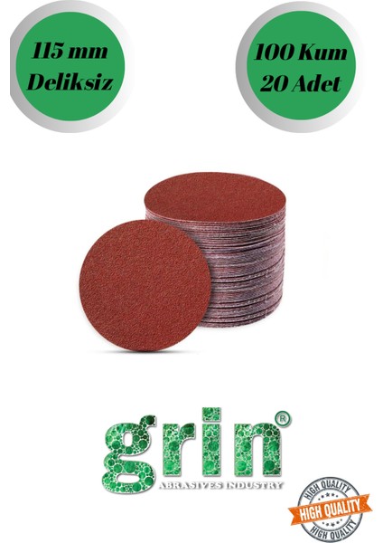 Grin 20 Adet 100 Kum Deliksiz 115 mm Cırt Zımpara Kağıdı El Zımparaları Avuç Içi Spiral Taşlama