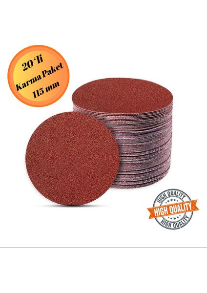 20 Adet Cırt Zımpara Kağıdı El Zımparaları Seti 115 mm Avuç Içi Spiral Taşlama Karma Paket