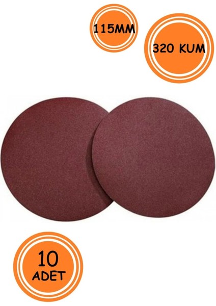10 Adet 320 Kum Deliksiz 115 mm Havalı Cırt Zımpara Kağıdı El Zımparaları Avuç Içi Spiral Taşlamalı