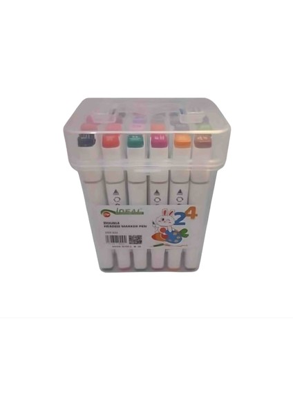 24'lü Çift Taraflı Marker Kalem Seti -Plastik Kutulu