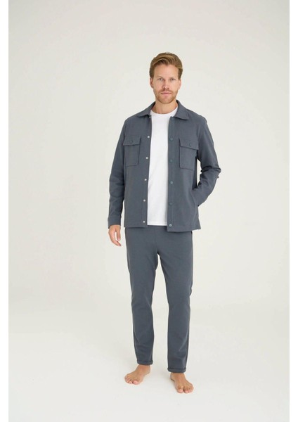 Erkek Comfort Fit Çıtçıtlı Gömlek Kısa Kol T-Shirt Jogger Pantolon 3'lü Eşofman Takım fırsatları