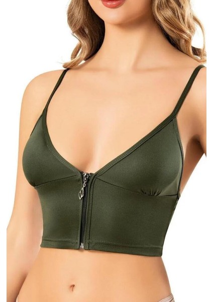 Fermuarlı Askılı Dalgıç Kumaş Pedli Crop Büstiyer fiyatları