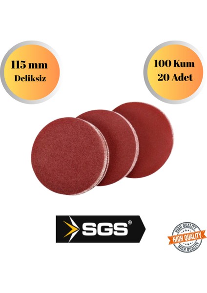 Sgs 20 Adet 100 Kum Deliksiz 115 mm Cırt Zımpara Kağıdı El Zımparaları Avuç Içi Spiral Taşlama