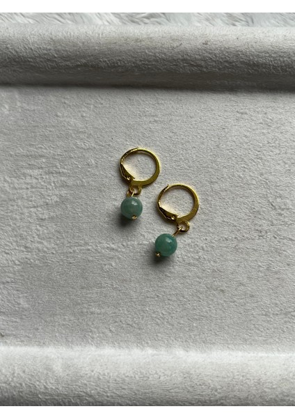 Amazonit Taşı Altın Kaplama Halka Küpe fiyatları