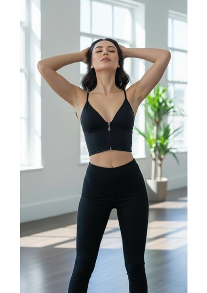 Fermuarlı Askılı Dalgıç Kumaş Pedli Crop Büstiyer fiyatları