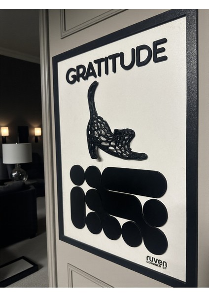 Siyah-Beyaz 3D Kabartmalı Modern Duvar Tablosu – Gratitude Temalı Dekoratif Özel Tasarım fiyatları