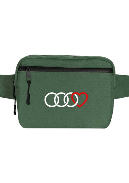 3 Audi Rings Hearth Bel Çantası Fermuarlı Yeşil Renk