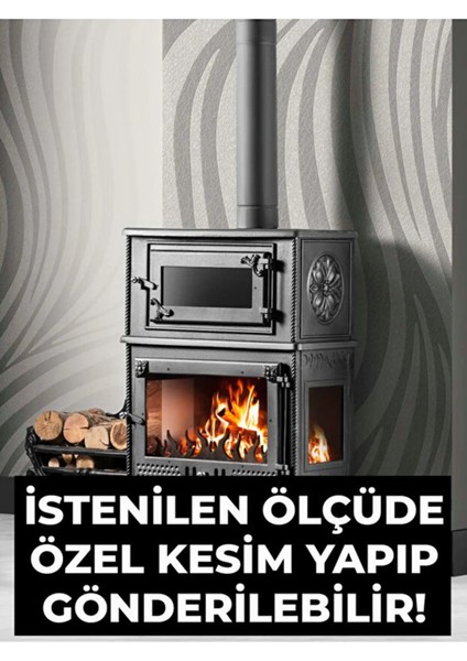 70 x 65 Yüksek Isıya Dayanıklı Şömine Kuzine Soba Camı 4 mm - Seramik Cam (Bal Rengi, Şeffaf)